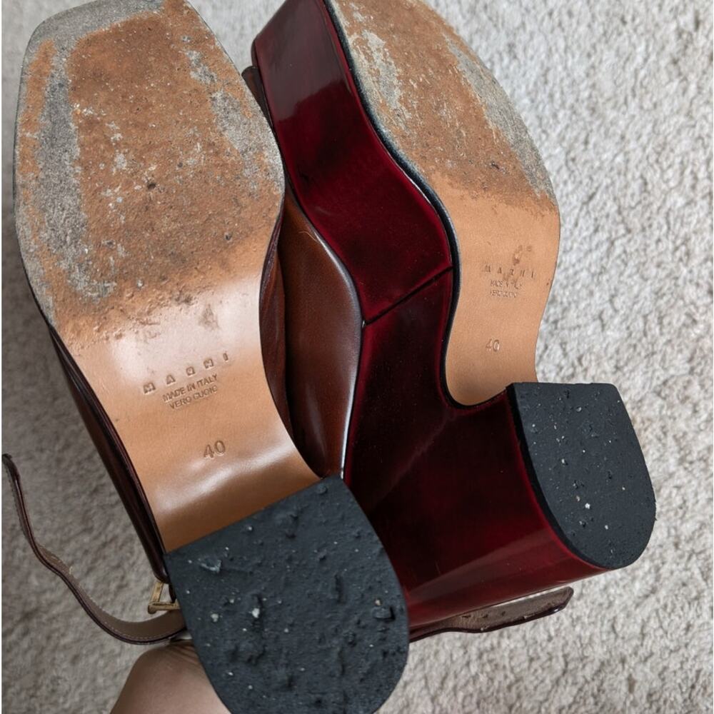 Marni Italy Brown Leather Platform Sandals, size 40 - Picture 8 of 11
